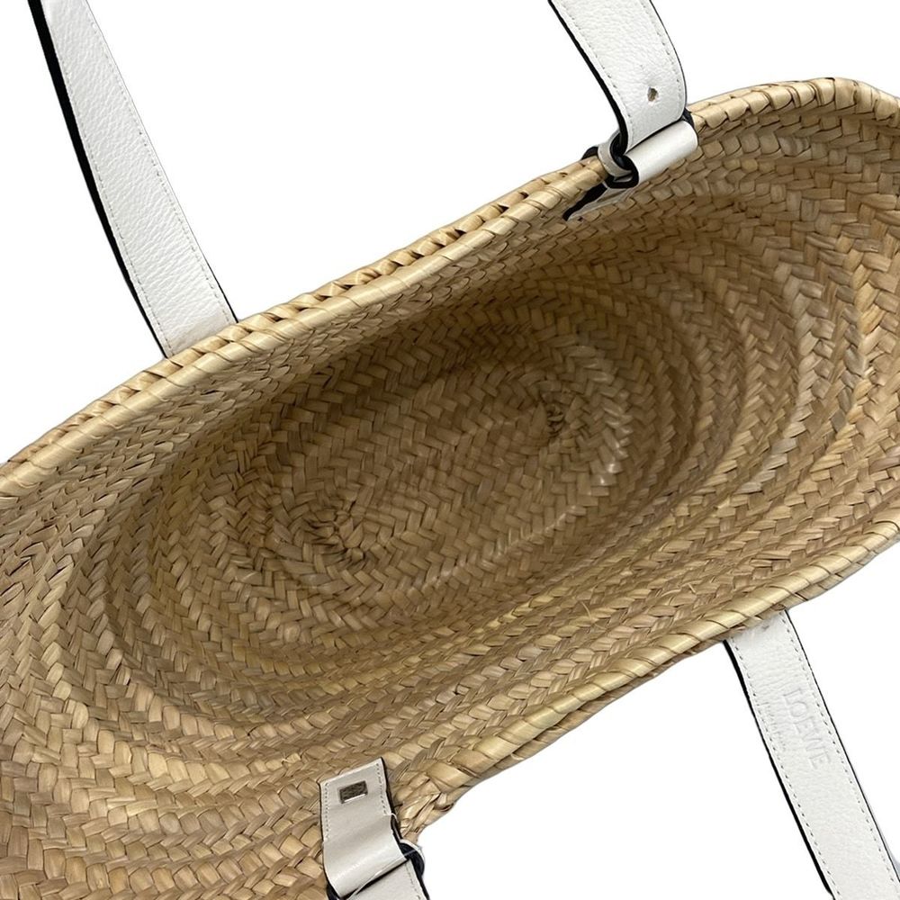 Loewe Natural Leaf Palm White Tote Bag Calfskin Basket - Picture 10 of 16